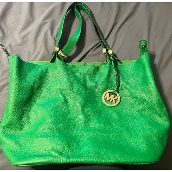 Michael Kors Handbags - Michael Kors Kelly Green Colgate Reversible Tote Leather Suede Bag Versatile